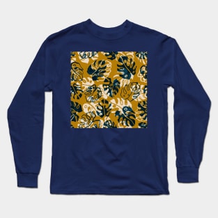 Gold Monstera Leaves Long Sleeve T-Shirt